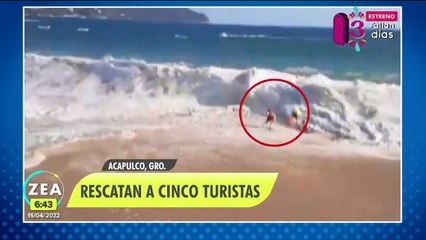 Rescatan a cinco turistas de morir ahogados en Acapulco
