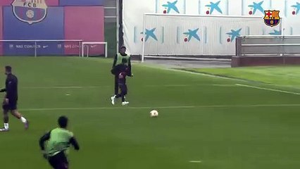 El sprint de Ansu Fati tras marcar un golazo en el entrenamiento / FCB