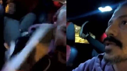 Direksiyon başındaki taksiciye yolcu tekmesi