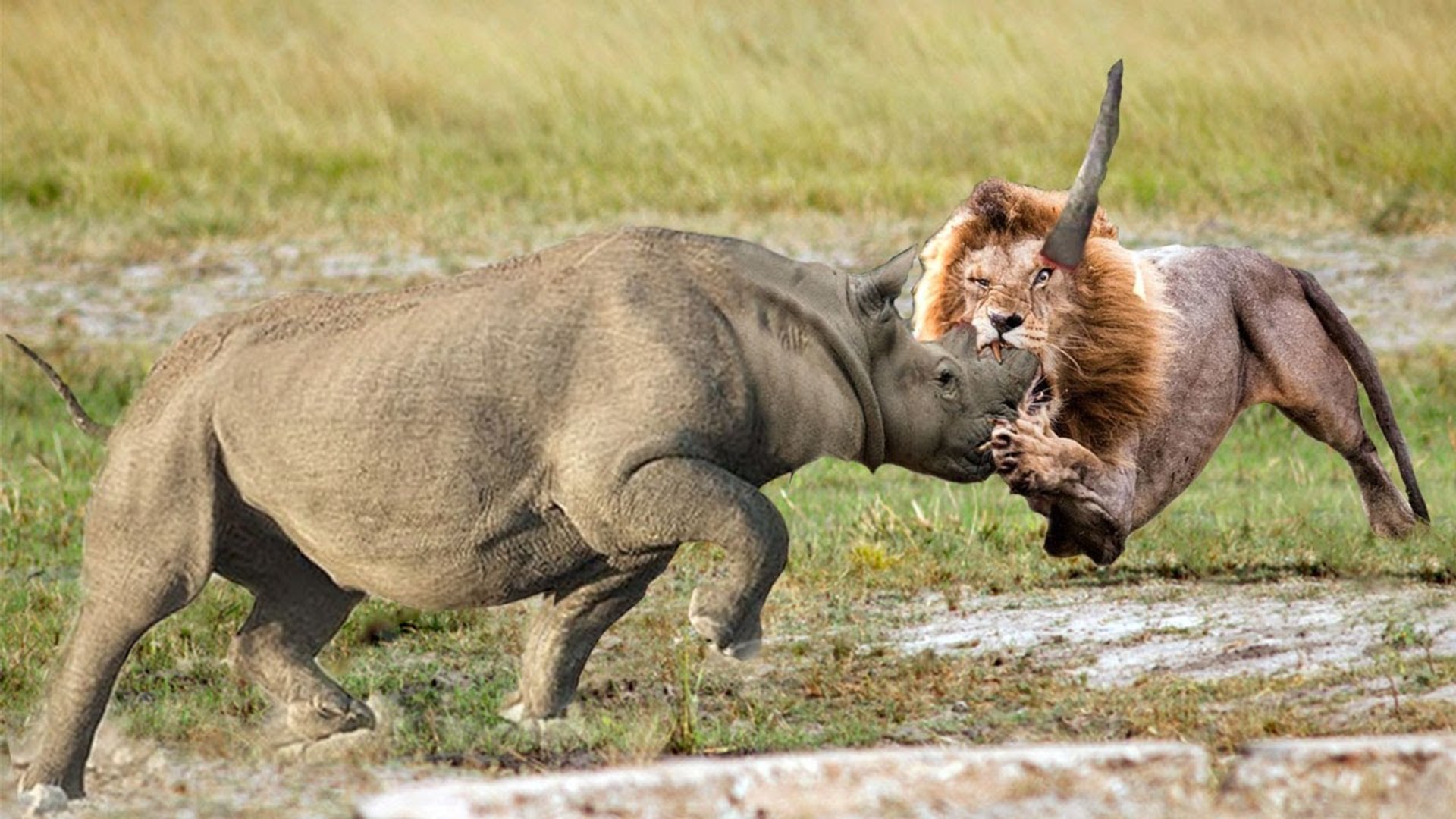Rhinoceros VS lion, see how Anger can turn bloody fight to confirmed death