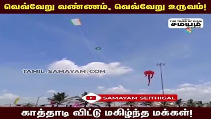 காத்தாடி விட்டு மகிழ்ந்த மக்கள்; களைகட்டிய புதுச்சேரி கடற்கரை திருவிழா!