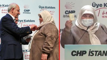 CHP'ye geçen vatandaş, Kılıçdaroğlu'nun gözlerine baka baka AK Parti kartını kürsüye attı