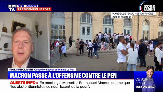 Meeting d'Emmanuel Macron à Marseille: Philippe Olivier, conseiller spécial de Marine Le Pen, dénonce un président candidat extrêmement agressif et sur la défensive