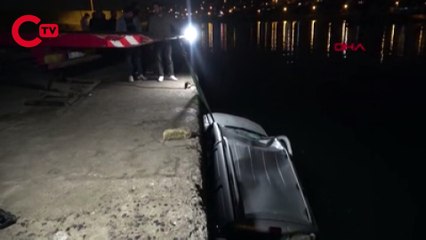 Hafif ticari aracın denize uçma anı kamerada