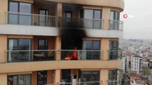 Kartal'da 34 katlı binada yangın: Alevlere teslim olan daire böyle görüntülendi