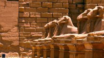 A group of sphinx located at Karnak Temple in Egypt.