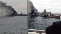Ukrayna'nın Neptün füzeleriyle batırdığı Rus kruvazörü Moskva'nın fotoğrafları paylaşıldı