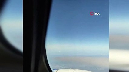 İstanbul'u kaplayan toz bulutu uçaktan görüntülendi