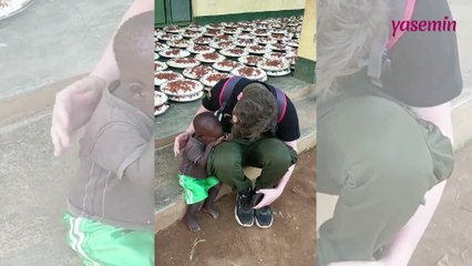 Afrikalı çocuğun ağladığı anlar yürekleri yaktı!