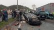 Trabzon'da 4 aracın karıştığı zincirleme kaza kamerada!
