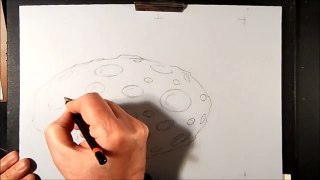 LITTLE FLOATING MOON ✅ - How to Draw a 3D Moon with Charcoal - Markers