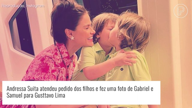 Filhos de Andressa Suita surpreendem mãe com pedido fofo e Gusttavo Lima reage. Veja!