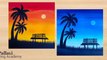 How to draw easy day and night painting__ easy poster painting __ coconut tree drawing