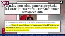 Pedro Sánchez alardea de haber logrado mantener el precio de la luz en niveles de 2018