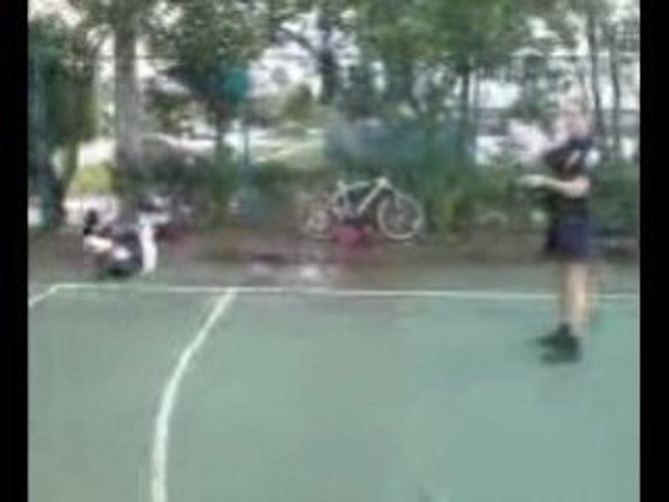 Fat white woman is tackled by a cop