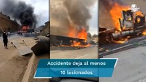 Choca autobús de pasajeros contra tráiler en la México-Puebla