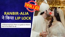 Ranbir Kapoor Alia Bhatt Trolled For Their Lip Lock Moment While Cutting Cake