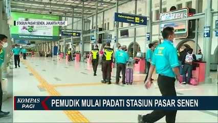 Скачать видео: Mulai Padat Pemudik, PT KAI Catat Ada 3.538 Orang yang Akan Mudik Melalui Stasiun Pasar Senen