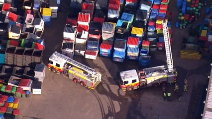 Firefighters respond to fire in chemical storage facility