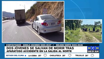 ¡Macanazo! Destartalado queda carro tras impactar con camión en carretera al norte