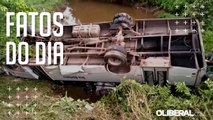 Acidente em Benevides: ônibus cai em barranco e deixa passageiros feridos