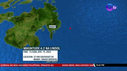 Magnitude 6.2 na lindol sa Manay, Davao ORiental, naramdaman sa iba't ibang lugar sa Mindanao | SONA
