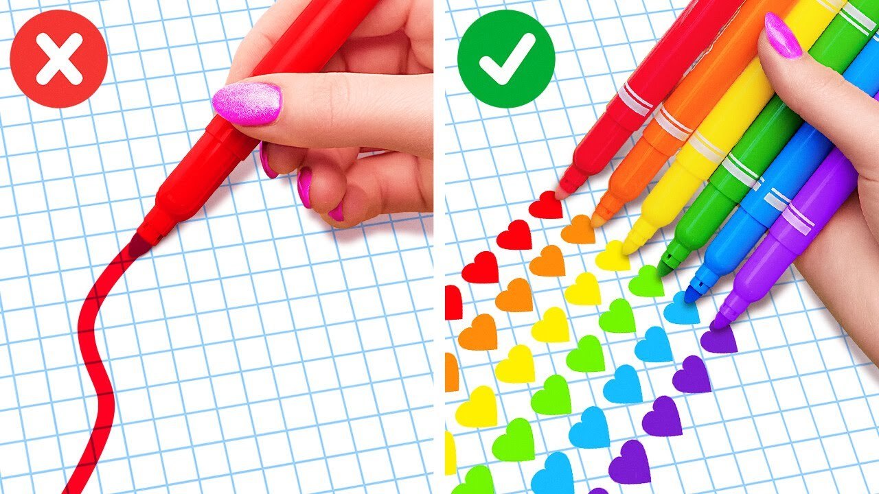 SUPER RAINBOW CRAFTS COOL SCHOOL HACKS DIY Ideas Parenting Tips By 123 GO TRENDS