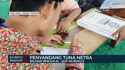Penyandang Tuna Netra Belajar Menulis Al  Quran Braille