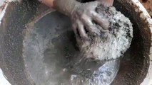 Crunchy Big Bucket Sand Cement Water Crumble Dipping Cr: ASMR By Kanwal