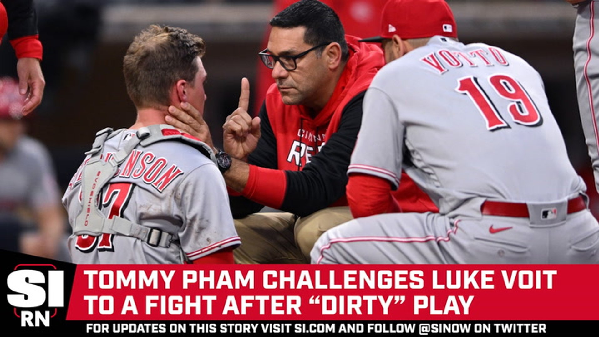 Reds Outfielder Tommy Pham Wants to Fight Padres DH Luke Voit After Dirty  Play - video Dailymotion