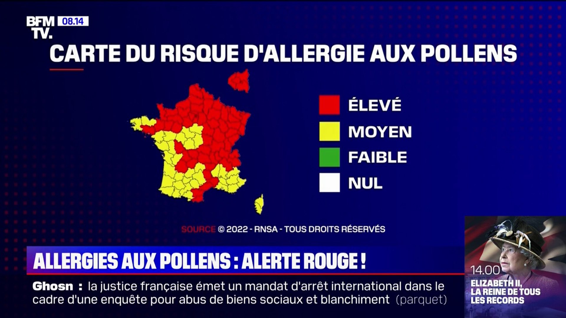 Plus de la moitié de la France classée rouge sur la carte du risque  d'allergie aux pollens - Vidéo Dailymotion