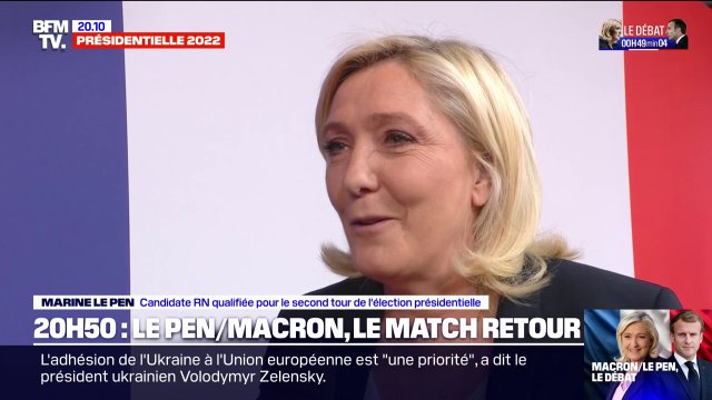 Je suis tranquille, sereine : Marine Le Pen s'exprime avant son débat face à Emmanuel Macron