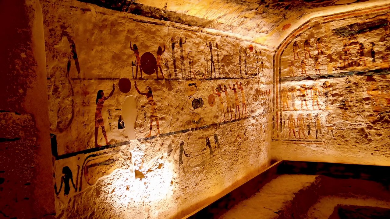 Interior of the pharaoh tomb in Valley of the Kings in Luxor, Egypt.