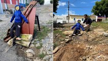 Série especial de reportagens com o boneco “Zé Buraco” mostra problemas nas ruas de Cajazeiras
