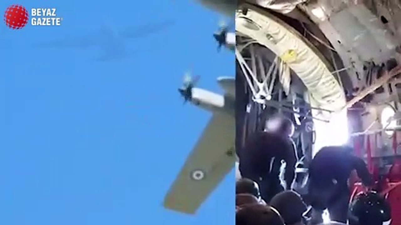 Yunan ve Rum yine rezil oldu... Paraşütçü komando uçakta asılı kaldı!