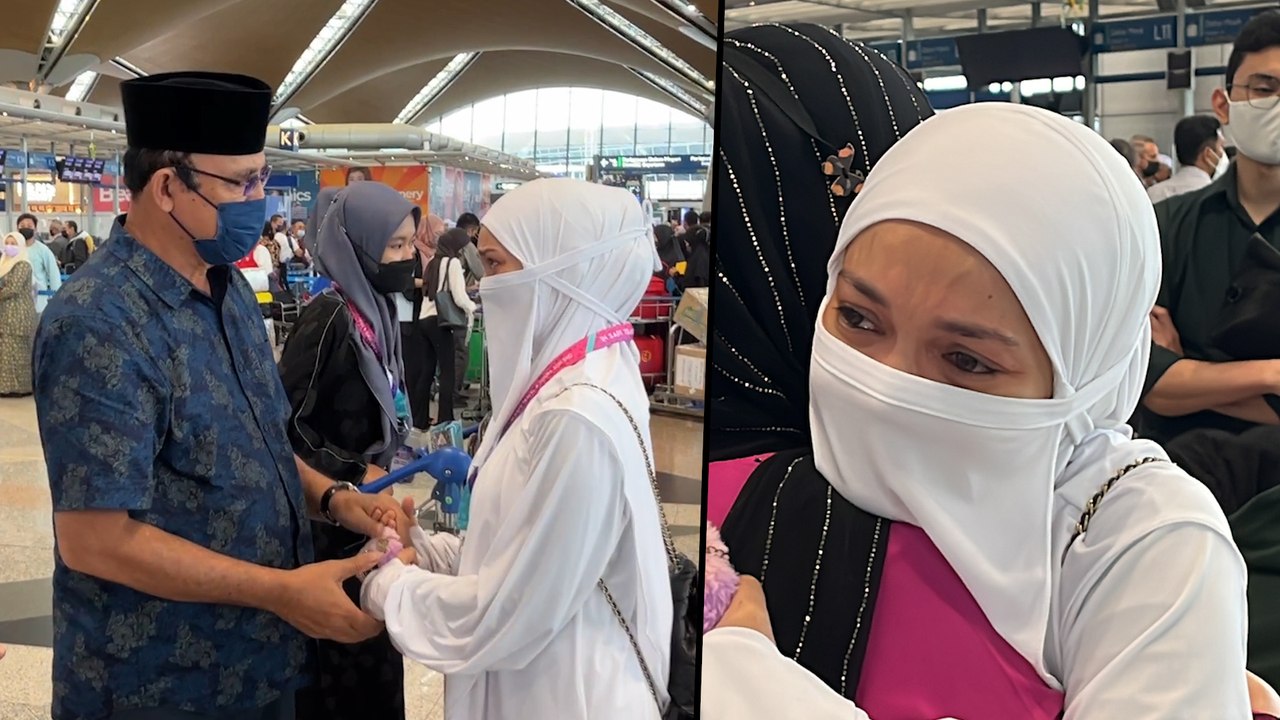 Yusof Haslam hantar Puteri Sarah di KLIA, suasana sebak sebelum berangkat tunai umrah