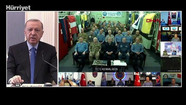 Cumhurbaşkanı Erdoğan, Mavi Vatan Tatbikatı'na canlı bağlantı ile katıldı