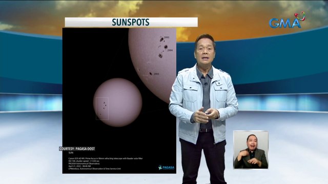 Sunspots na mas malamig at mas madilim na bahagi ng araw, nakuhaan ng larawan ng PAGASA | 24 Oras