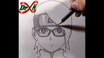 Comment dessiner SARADA Uchiha dans l'anime Boruto