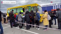 Mariupol evacuees arrive by bus in south-eastern Ukraine