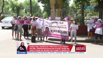 Akbayan, nagkilos-protesta sa harap ng BIR; Ipinanawagan na kolektahin na ang utang na buwis ng pamilya Marcos | UB