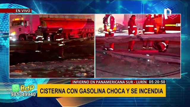 Infierno en la Panamericana Sur: Incendio consume camión cisterna con petróleo y un auto en VES