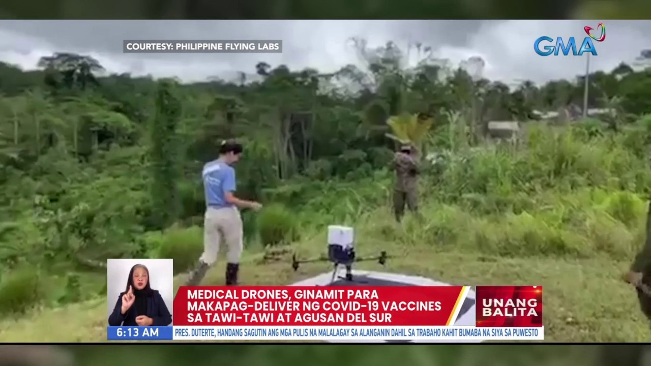 Medical drones, ginamit para makapag-deliver ng COVID-19 vaccines sa Tawi-Tawi at Agusan del Sur | UB
