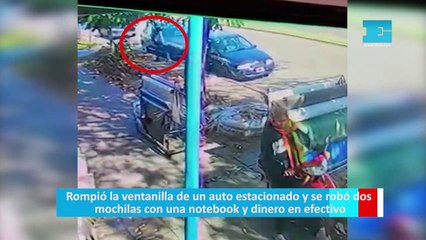 Rompió la ventanilla de un auto estacionado y se robó dos mochilas con una notebook y dinero en efectivo
