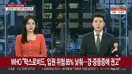 WHO "팍스로비드, 입원 위험 85% 낮춰…경·중등증에 권고"