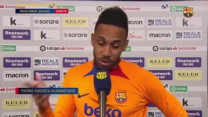 Las palabras del goleador Aubameyang tras el triunfo en Anoeta / FCB