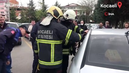 Otomobilde mahsur kalan kadın böyle kurtarıldı