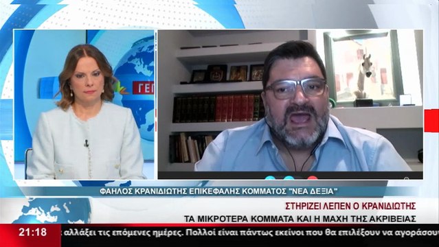 Ο Επικεφαλής του κόμματος Νέα Δεξιά , Φ. Κρανιδιώτης στο δελτίο του Star