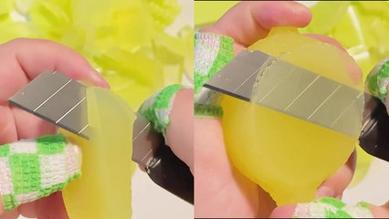 'This footage of a lemon-shaped soap bar being sliced up is PEAK ASMR content '
