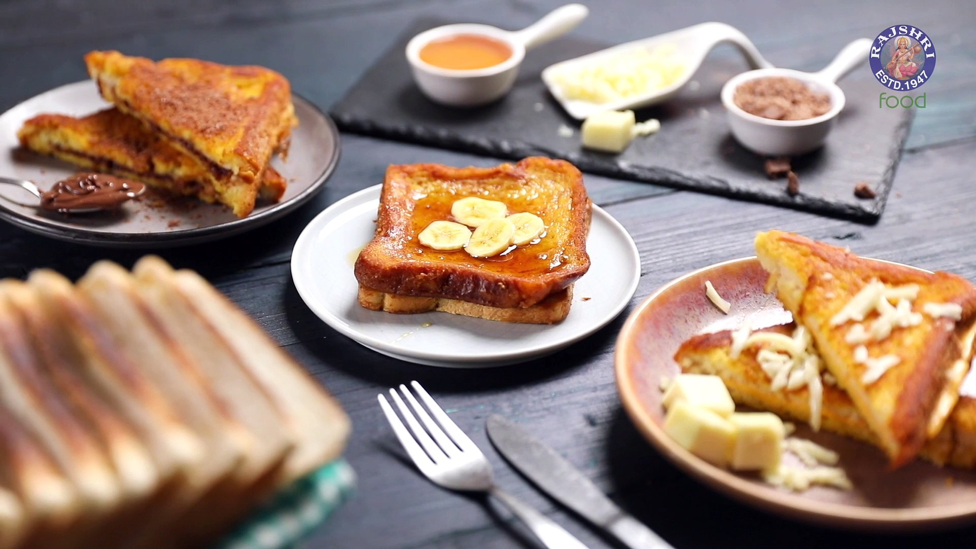 ⁣Eggless French Toast - 3 Ways | Classic French Toast | Cheese French Toast | Nutella French Toast